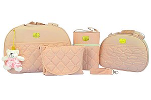 Kit Bolsas Bebe 4 Peças Maternidade - Nude Perola