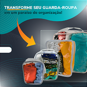 Kit 4 Organizadores Transparente Colchas Lençol Toalha Jaqueta Mala