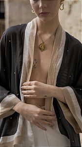 Kimono bordado nó francês preto