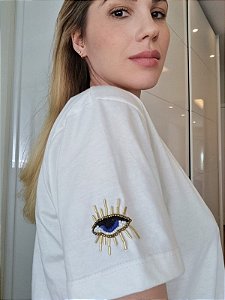 T-SHIRT BÁSICA MINI OLHO GREGO OFF WHITE