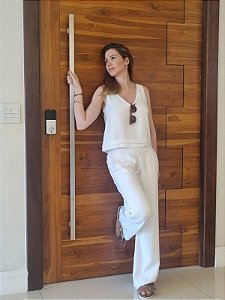 CALÇA BRANCA PANTALONA CREPE