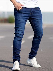 Calça Jeans Masculino Bolso Zíper Simples