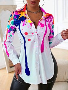 Camisa Impressão de Respingo