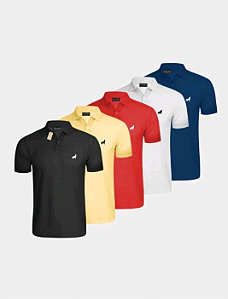 Kit 5 camisas polo masculina casual malha piquet