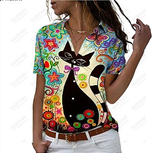 Camisa feminina pets variadas