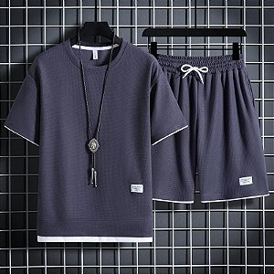 Conjunto Camiseta e Short respirável Casual Masculino