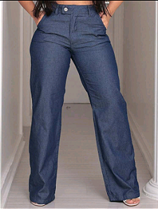 Calça Perna larga Jean Cintura Alta