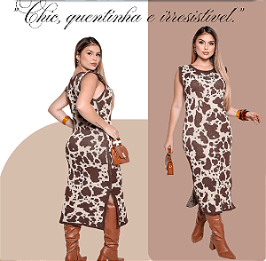 Vestido Tricô Estampa de Vaca de Tricot