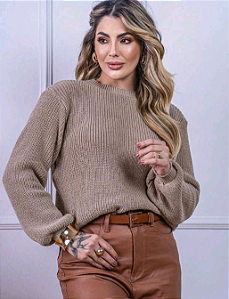 Blusa cropped tricot manga bufante