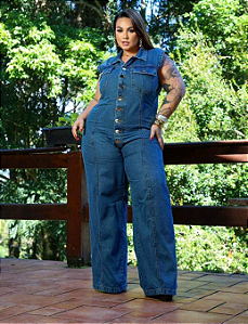 Macacão Jeans Plus
