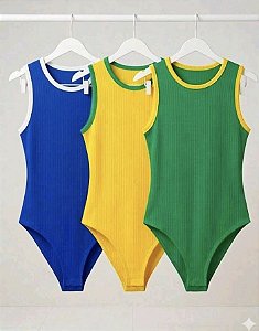 Kit 3 Body Feminino Estilo Brasil Copa