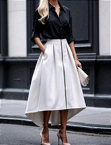 Conjunto Elegante e Top Solta de Manga Longa