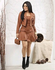 Conjunto Corino Lisa Jaqueta e Vestido Curto com Botões Frontal