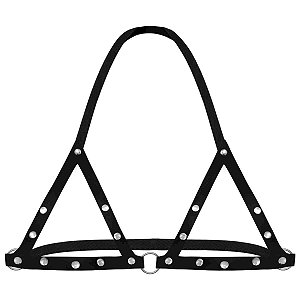 Top Triangular Preto com detalhes em Prata Harness - Sado Dominatrixxx