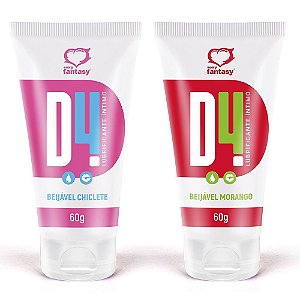 Lubrificante D4 Beijável Sabores Morango Chiclete a Base D'Água 60g