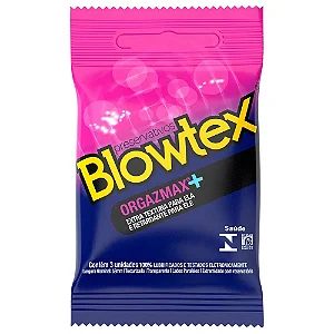 Preservativo Texturizado e Retardante Orgazmax+ Blowtex 3 un. | Camisinha
