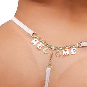 Fio Dental Plus Size de Renda Branca com Strass e Ajuste Lateral