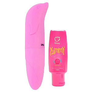 Kit Vibrador Golfinho + Calda Beijável Yummy