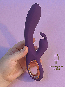 Vibrador Duplo: Penetração e Clitóris Rabbit Recarregável com controles separados de vibração