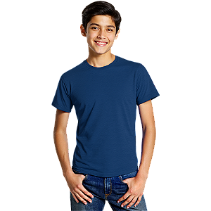 Camiseta Lisa Algodão Colorida Juvenil Azul Marinho