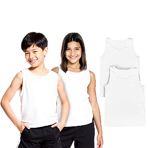 Kit 2 Camisetas Lisa Regata infantil 100% Poliéster