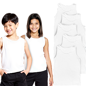Kit 5 Camisetas Lisa Regata infantil 100% Poliéster