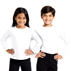 Camiseta Lisa Manga Longa Infantil Poliéster