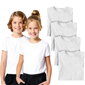 Kit 4 Camisetas Lisas Manga Curta Infantil Poliéster