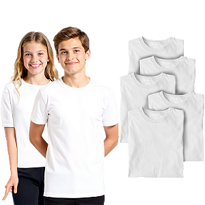 Kit 5 Camisetas Lisa Manga Curta Juvenil Poliéster