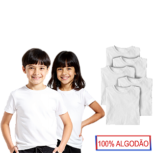 Kit 5 Camisetas Lisa Algodão Manga Curta Infantil