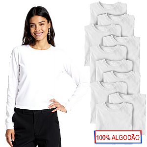 Kit 10 Camiseta Manga Longa Juvenil Algodão