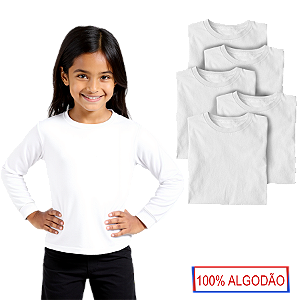 Kit 5 Camiseta Manga Longa Infantil Algodão