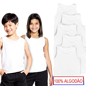 Kit 5 Camisetas Regata Infantil Algodão