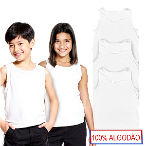 Kit 3 Camisetas Regata Infantil Algodão