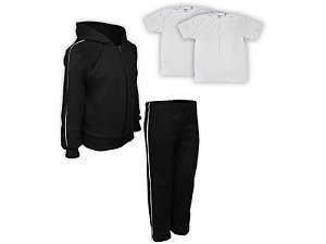 Kit Conjunto de Frio Inverno Roupa Infantil Uniforme Escolar Moletom Preta