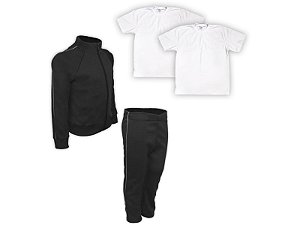 Kit Conjunto de Frio Inverno Roupa Infantil Uniforme Escolar Helanca Preta