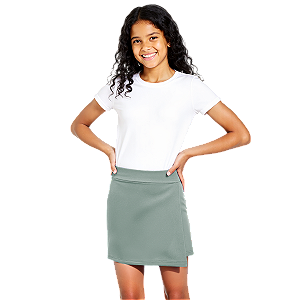 Short Saia Juvenil Helanca Cinza