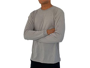 Camiseta Manga Longa Cinza Prata