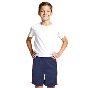 Bermuda Helanca Infantil Azul Marinho Friso Listra Vermelho