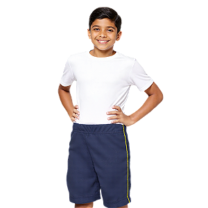 Bermuda Helanca Infantil Azul Marinho Friso Listra Amarelo