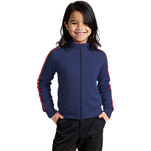 Blusa Helanca Infantil Azul Marinho Friso Listra Vermelho
