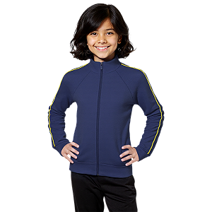 Blusa Helanca Infantil Azul Marinho Friso Amarelo