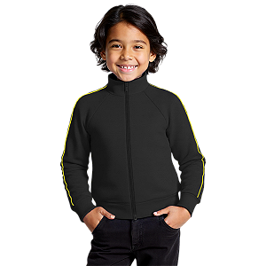 Blusa Helanca Infantil Preto Friso Listra Amarelo