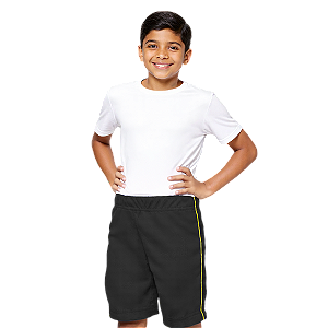 Bermuda Helanca Infantil Preto Friso Listra Amarelo