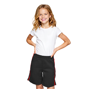 Bermuda Helanca Infantil Preto Friso Listra Vermelho