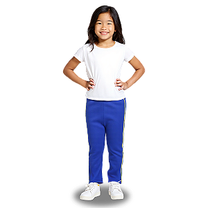 Calça Helanca Infantil Azul Royal Friso Listra Amarelo