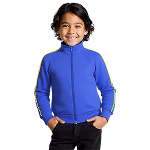 Blusa Helanca Infantil Azul Royal Friso Listra Amarelo