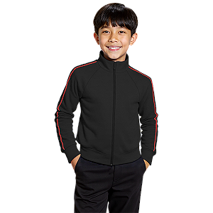 Blusa Helanca Infantil Preto Friso Listra Vermelho