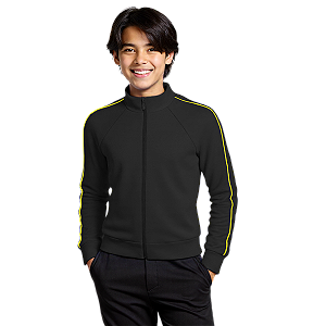 Blusa Helanca Juvenil Preto Friso Listra Amarelo