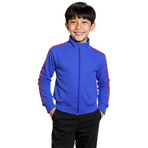 Blusa Helanca Infantil Azul Royal Friso Listra Vermelho